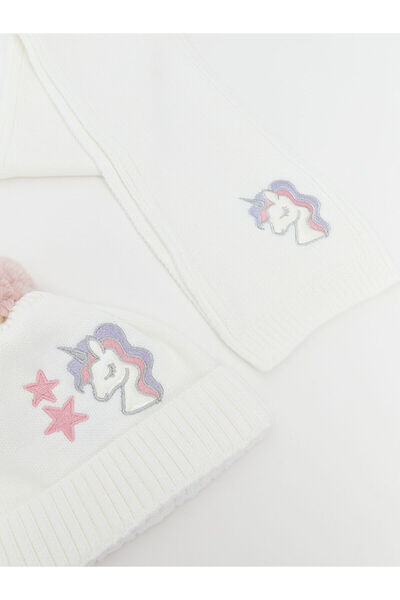 LC Waikiki Set eșarfă și beretă pentru fete cu pompon LCW (W5)