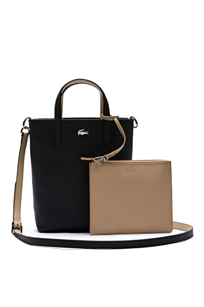 Lacoste Anna Bej Kadın Omuz Çantası Çift Taraflı Kullanılabilir Çanta Siyah/Bej Elsbeauty