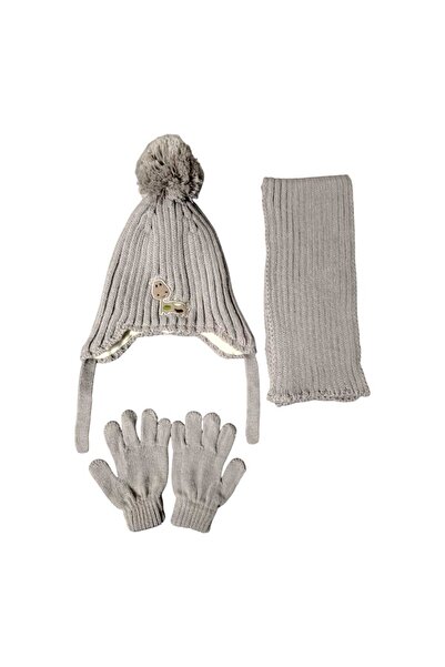 Aware Time Kitti 1-4 Years Old Boys' Fleece Scarf, Beanie, Gloves 3-Piece Set