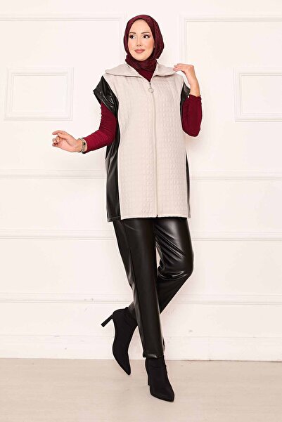 EBRUTESETTÜR Quilted Leather Combined Double Set Beige