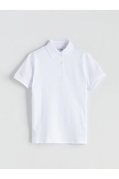 LC Waikiki Two Mt Shop Quality Lcw Kids White Polo Collar Basic Girls' T-Shirt
