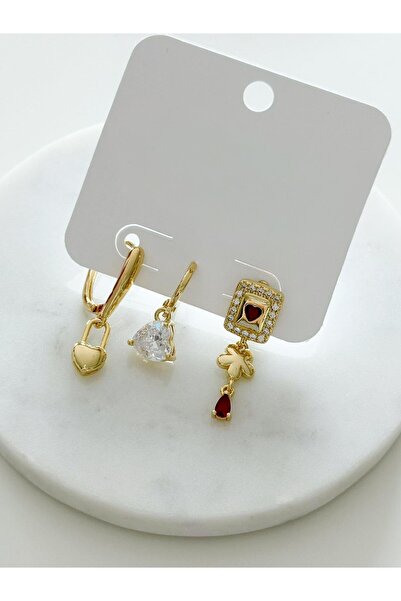 Venus Design Çelik 3lü Kalp Küpe Seti