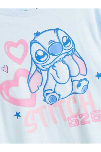 LC Waikiki Peak Yeni Sezon Bisiklet Yaka Stitch Baskılı Kız Çocuk Pijama Takımı