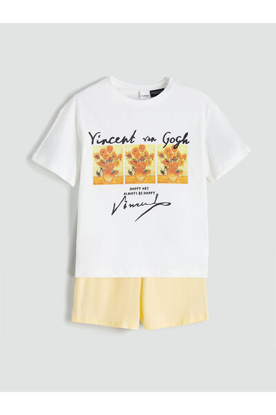 LC Waikiki Peak New Season Vincent Van Gogh Printed Girls' Shorts Pajama Set
