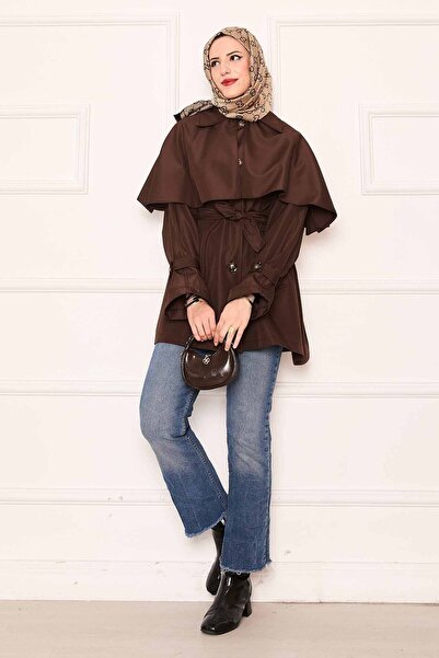 EBRUTESETTÜR Minimal Cape Detailed Belted Trench Coat