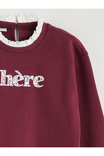 LC Waikiki Mürdüm guler rotund Swea pentru fete tricou