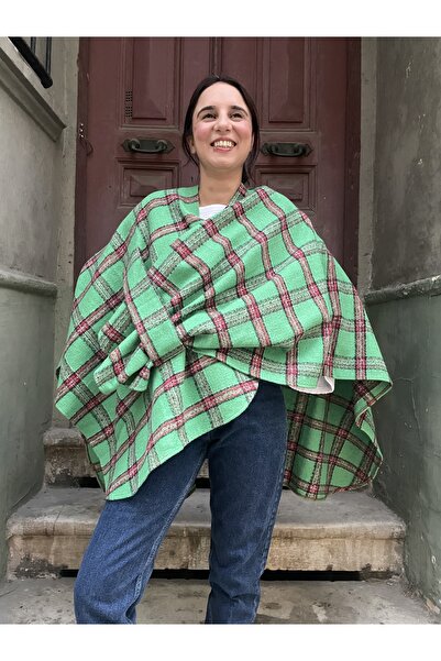 Bohoyasam Kadın Pamuklu Ekose Panço – Mevsimlik, Rahat Salaş, Bohem & Şık Model