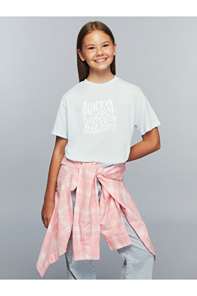 LC Waikiki Μπλουζάκι για κορίτσια με στάμπα Peak New Season Crew Neck Slogan