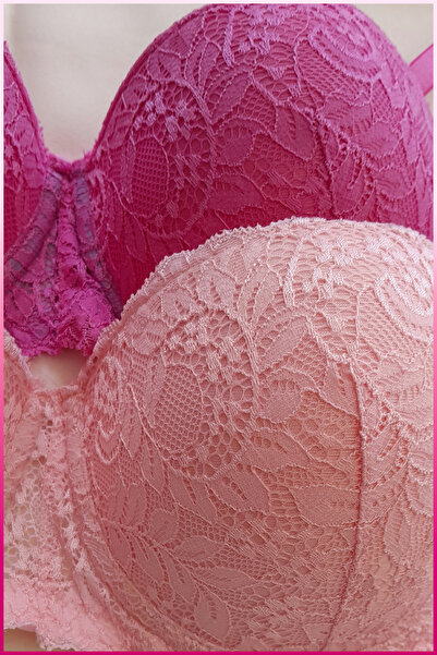 PERLMUTT 2'li Ekonomik Pembe Hafif Toparlayıcı Straplez Sütyen,CveB Cup Balenli Tam Dolgulu Sütyen Takım