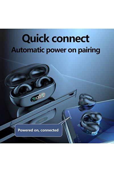 Tws Wireless Headphones Q80, Clip On, Bluetooth 5.3, Noise Cancellation, LED Display, Waterproof