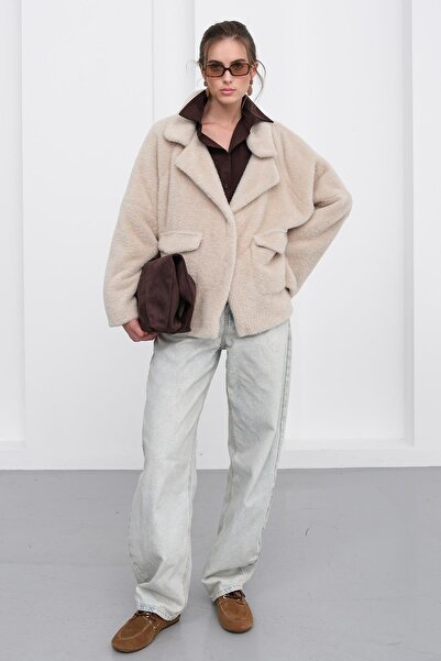 Olcay Angora Look Casual Jacket Stone 8279