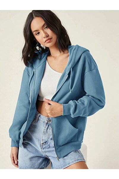 NoVibe سترة / سترة من الصوف بسحاب 3 خيوط غير مطبوعة