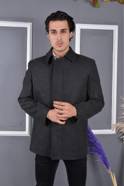 l lebs collection moda lebs şekil Erkek Gömlek Yaka Fermuarlı kısa Kaşe Kaban