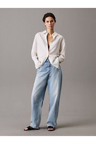 Calvin Klein Women's Linen Blend Regular Shirt