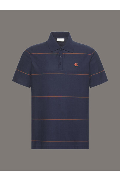 Calvin Klein Erkek Cross Grain Stripe Polo T-shirt