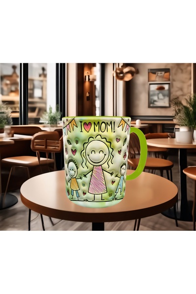 Mugs and love I love mom, seni seviyorum anne, anneler günü özel baskı porselen kupa