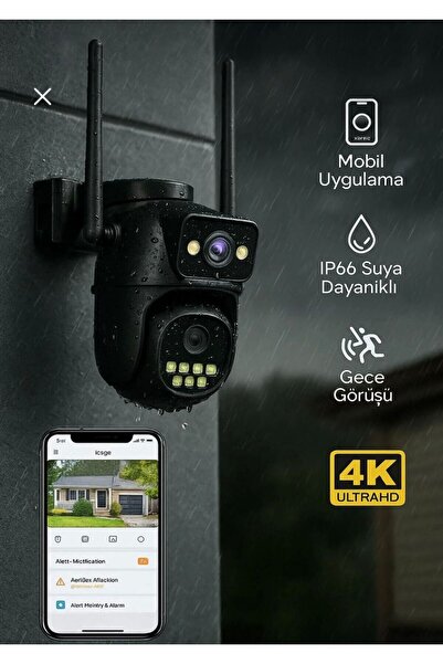 ATLT 4K 8MP ULTRA HD DIŞ MEKAN GECE GÖRÜŞLÜ GÜVENLİK KAMERASI ÇİFT LENS HAREK...