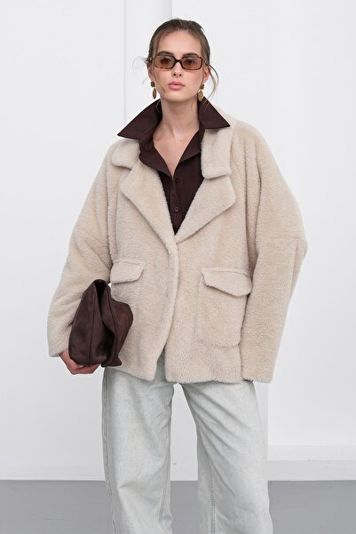 Olcay Angora Look Casual Jacket Stone 8279