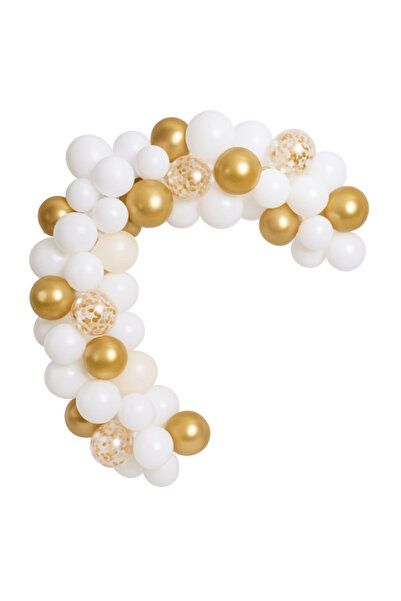 DFMiSHOP FreeQ Set Baloane Decorative, Alb, Auriu, Transparent in interior confetti aurii, DFMiSHOP FreeQⓇ PD0032