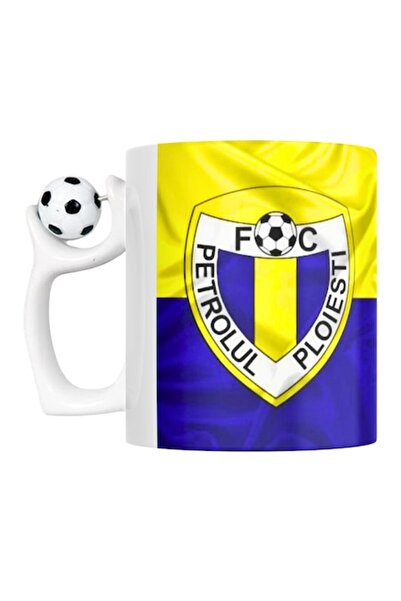 CADOU Mug with soccer ball - "Petrolul Ploiești Football Club", v2, white, 330 ml