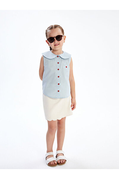 LC Waikiki Cămașă pentru fetiță cu dungi florale cu guler pentru bebeluși