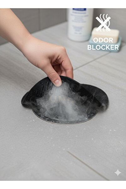 NORDİVA HOME Siyah Renk Kare Kötü Koku Önleyici Silikon Mat Banyo Mutfak Lava...