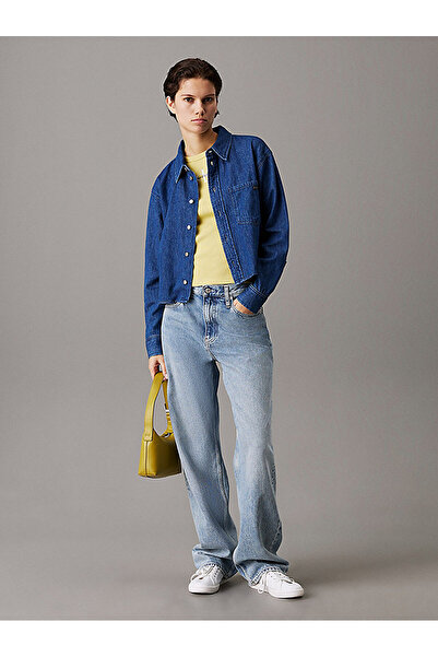 Calvin Klein Women's Cropped Dad Denim Shirt