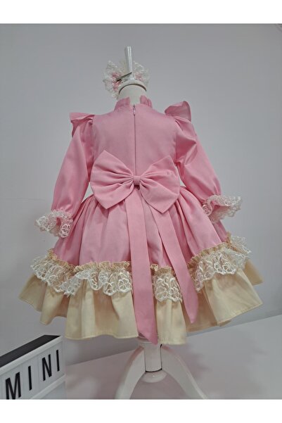 Stilmini Pembe Vintage Kız Bebek Doğum Günü Elbisesi Fotoğraf Çekim Elbisesi ...