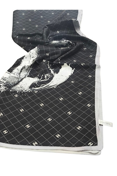 PİRAMİT EKOSE C DESEN VUAL İPEK ŞAL SİYAH