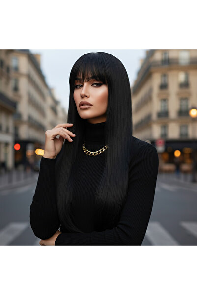 Bucuks Straight Perched Long Fiber Sen Wig / Black