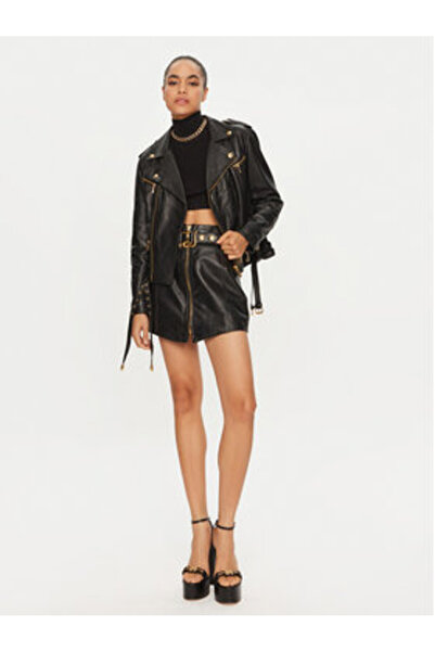 Just Cavalli Γυναικεία Δερμάτινη Φούστα 77PAEP12 Μαύρη