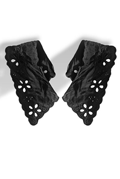 DUAYEN VUAL FİSTO YAKA SİYAH BAHÇECİK DESEN UZUN VERSİYON 1 METRE