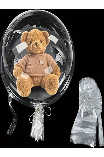 ikm balon Şeffaf Balon 2 Adet | Çiçek ve Ayıcık Konulabilen Balon | Konfetili Şeffaf Balon | Bobo Balon
