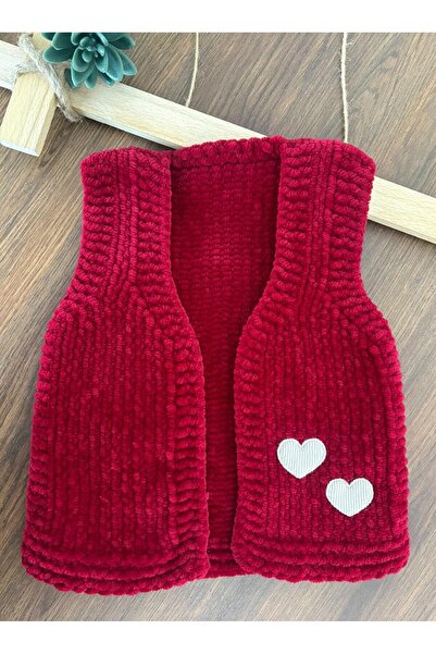 bebiktanem Kalpli El Örgüsü Kadife Bebek Yelek