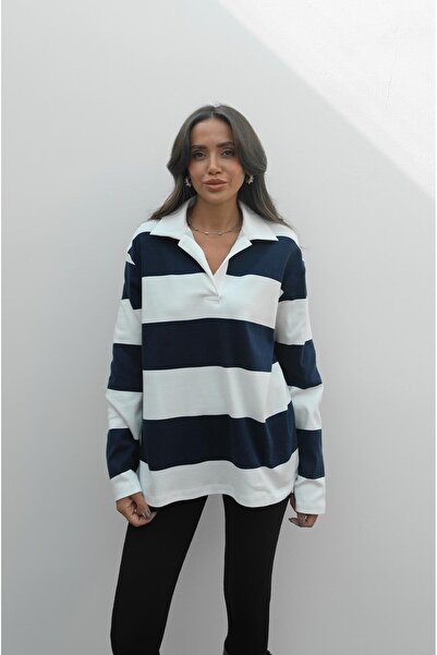 Havoş Φούτερ με χοντρές ρίγες σε μπλε ναυτικό χρώμα