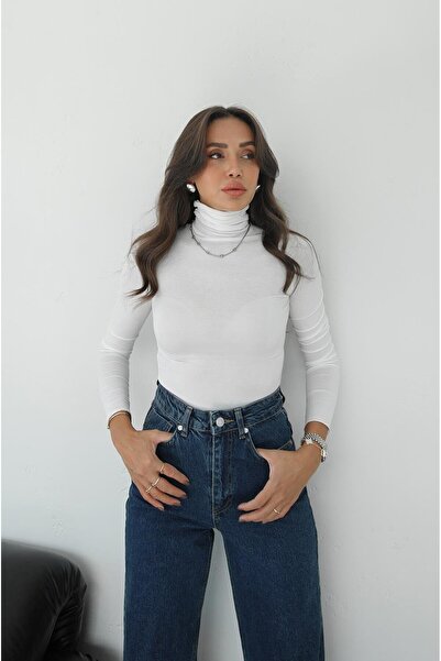 Havoş Ecru High Neck Transparent Blouse