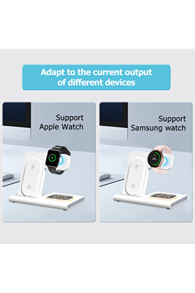 VALA Încărcător wireless QI 4în1, încărcare rapidă 15W, iOS Android, compatibil ceas inteligent Samsung