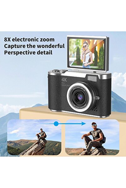 VALA Aparat foto digital copii, VALA® V700, 4K 48MP, LCD de 2.4 inchi, Ecran flip 180°, Zoom 18x, blit