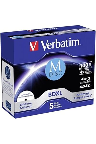 Generic BD-R XL M-DISC 100GB 4x – archival grade, 5-pack jewel case
