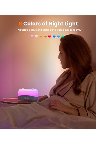 VALA Dispozitiv Sunete Albe VALA® W20, Multifunctional 4-in-1, 29 Sunete HD, 8 Culori Ajustabile, Pentru