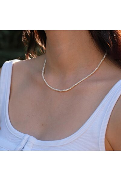 ByNeval Minimalist 2,5-3mm Tatlısu İnci Kolye – El Yapımı Boncuklu Choker