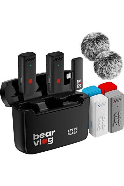 VALA Set 2 Professional Lavalier Microphones, VALA® Bear Vlog, Omni-directional Sound 360º, Compatible