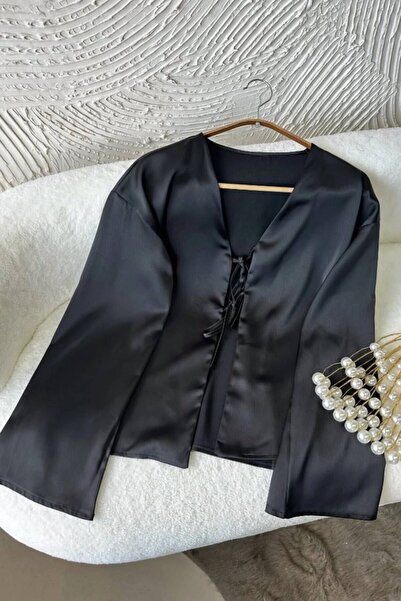 Femaura Gömlek - Fm100 model Saten önden bağlamalı Gömlek.