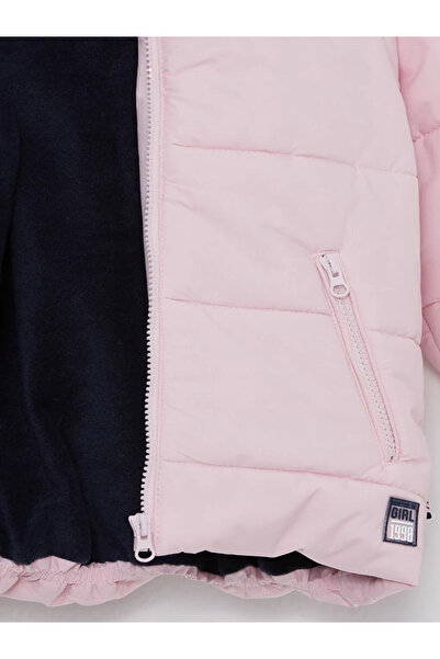 LC Waikiki Southblue Pink Hooded Basic Girls' Puffer Jacket