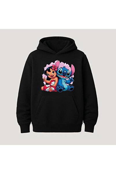 SVART WEAR هودي قطني بأكمام طويلة مع جيب كنغر مطبوع عليه ستيتش