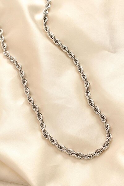 Inure Jewelry 316L الصلب غير تشويه اللون الفضي سميكة اوجير 60 سم قلادة المرأة