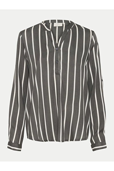 Kaffe Γυναικεία Μπλούζα Γκρι KAFFE-10504279 106866 ΜΑΥΡΗ ΡΙΓΑ OYSTER/CHALK