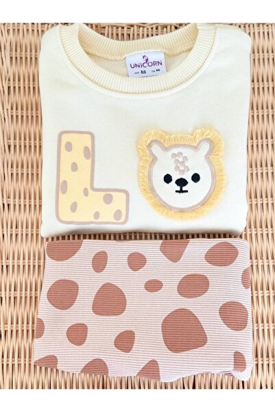 MİO Kız Çocuk 3 İplik Şardonsuz Pamuklu Fitilli Tayt Takım