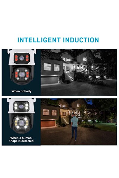 ALVAL Camera de supraveghere dubla, Wireless, IP66, interior/exterior, 5X Zoom, 6MP, Alb