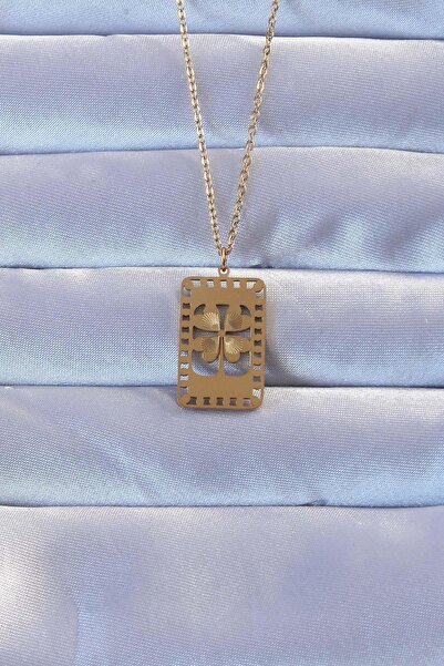 Inure Jewelry 316L الذهب اللون المطرزة البرسيم نموذج قلادة خمر